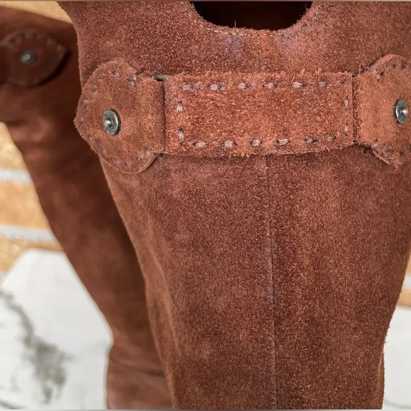 Frye Womens SHIRLEY OVER THE KNEE Brown Oiled boots 10 B - Picture 8 of 14